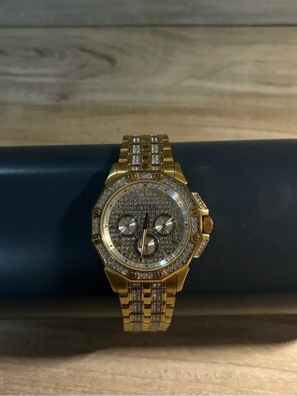 Bulova Gold and Silver Crystal-Accented Men's Chronograph Watch - Picture 1 of 6